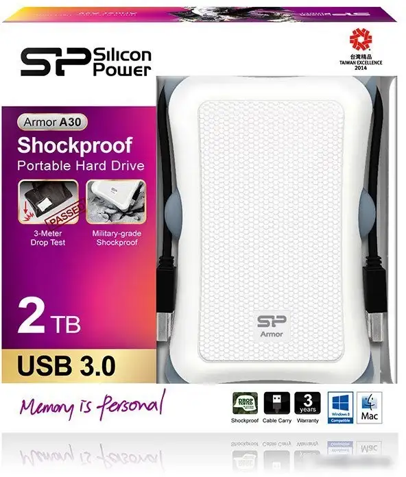 Внешний накопитель Silicon-Power Armor A30 2TB White (SP020TBPHDA30S3W) – фото товара