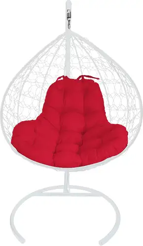 Подвесное кресло M-Group XL 11120106 (белый ротанг/красная подушка)