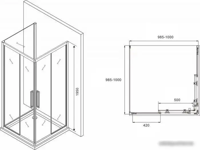 Душевой уголок Abber Schwarzer Diamant AG02100BH-S100B - фото товара