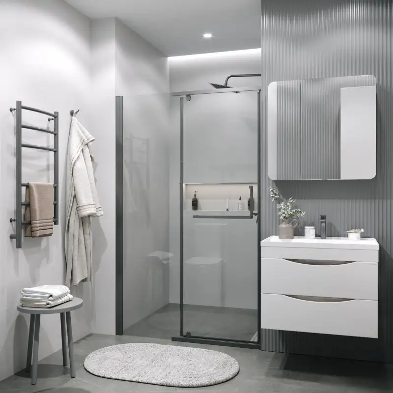 Душевая дверь Grossman Pragma 100x195 100.K33.03.100.42.00 (графит сатин/стекло прозрачное) - фото товара