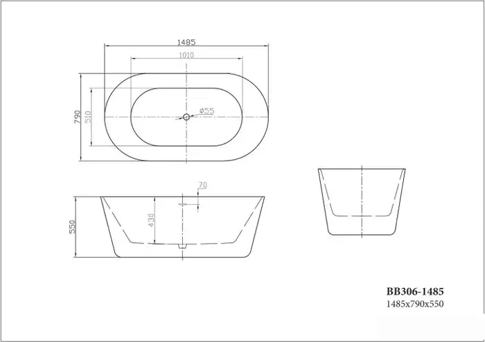 Ванна BelBagno BB306-1485 148x79 - фото товара