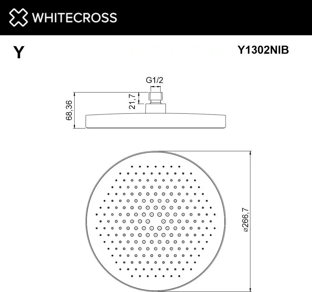 Верхний душ Whitecross Y1302NIB (брашированный никель) - фото товара
