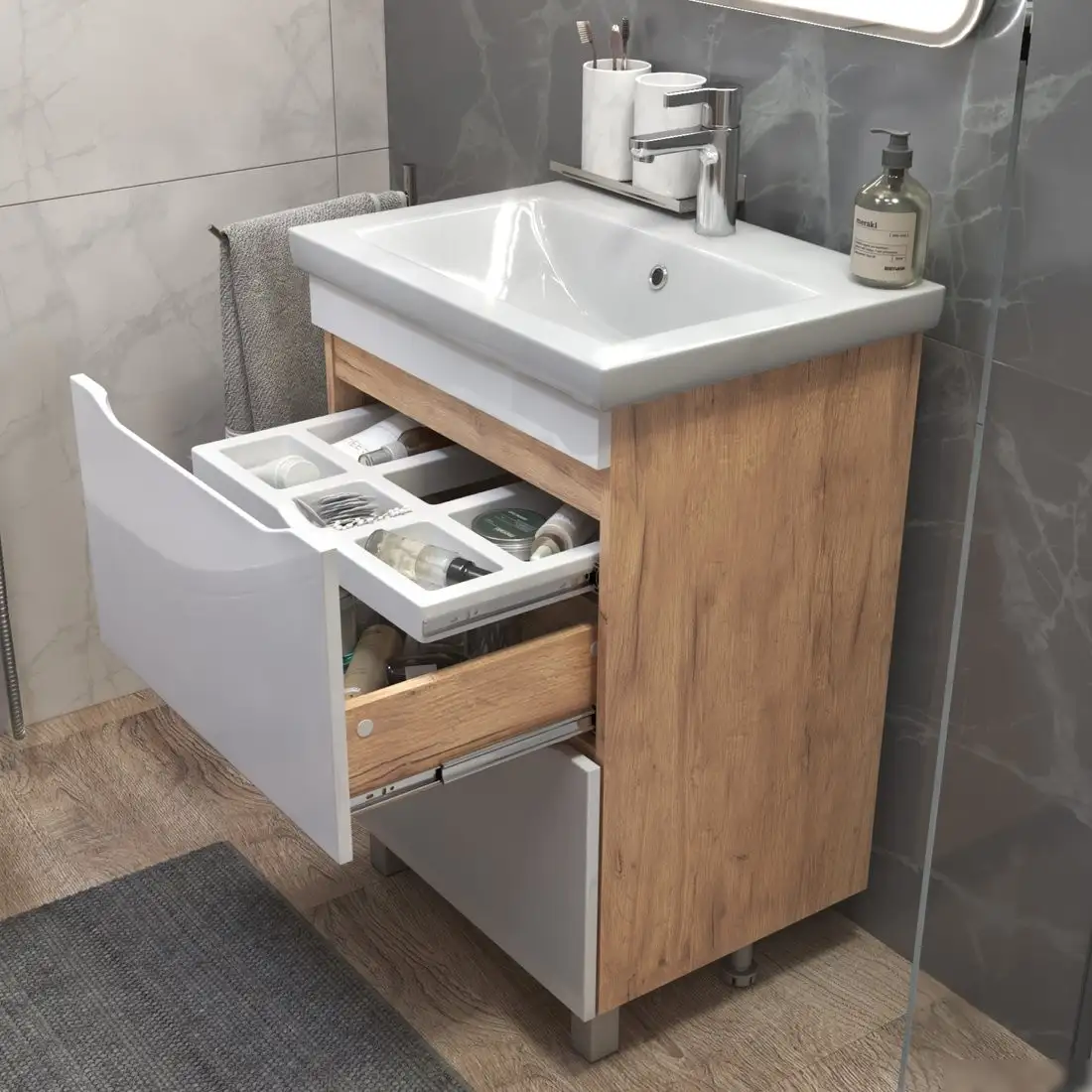 Vigo Тумба под умывальник Grani 600-0-2 Como (дуб золотой) – фото товара