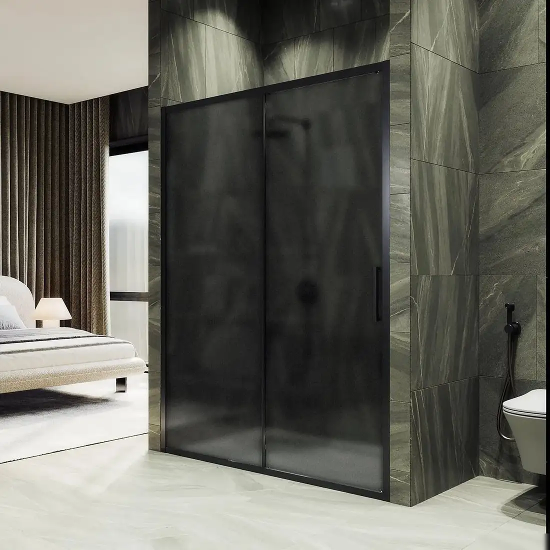 Душевая дверь MaybahGlass 195x150 MGD-1289-6 (графит матовый/черный) - фото товара