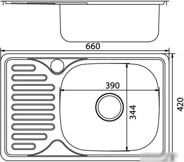 Кухонная мойка Mixline 536117 (правая, полированная, 0.8 мм) - фото товара