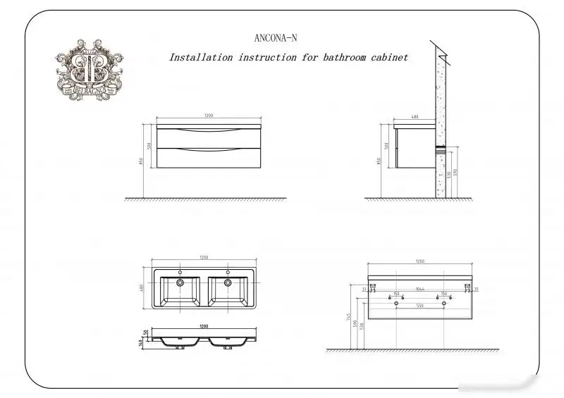 BelBagno Тумба под умывальник Ancona-N-1200-2C-SO-2-RW – фото товара