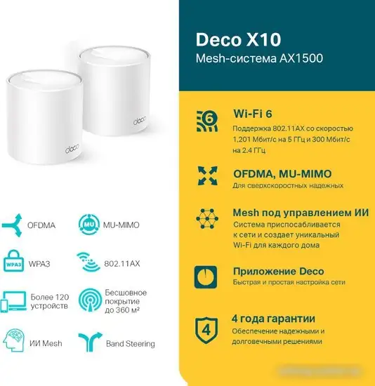 Wi-Fi система TP-Link Deco X10 (2 устройства) – фото товара