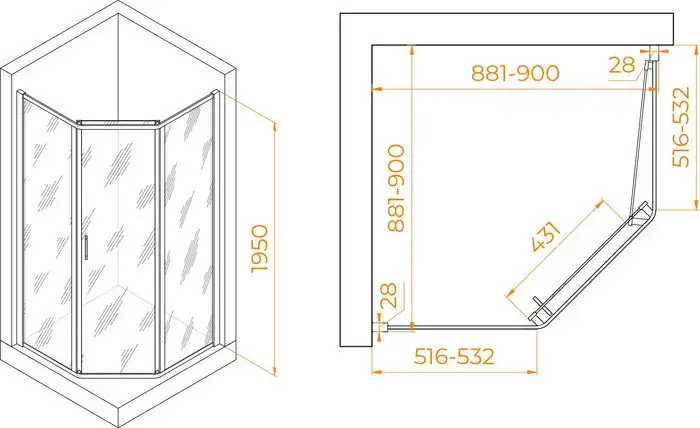 Душевой уголок RGW PA-86B 38088699-14 90x90 (черный/прозрачное стекло) - фото товара