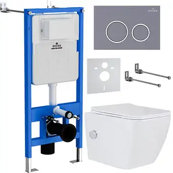 Унитаз подвесной Roxen Cube bidet в комплекте с инсталляцией StounFix Slim 6 в 1 966127 (кнопка: серый бетон) - изображение в каталоге