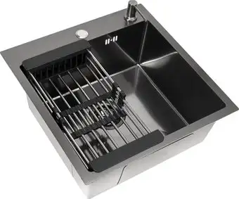 Кухонная мойка Basic CL DS Decor 50x50 (черный, коландер, дозатор) - изображение в каталоге