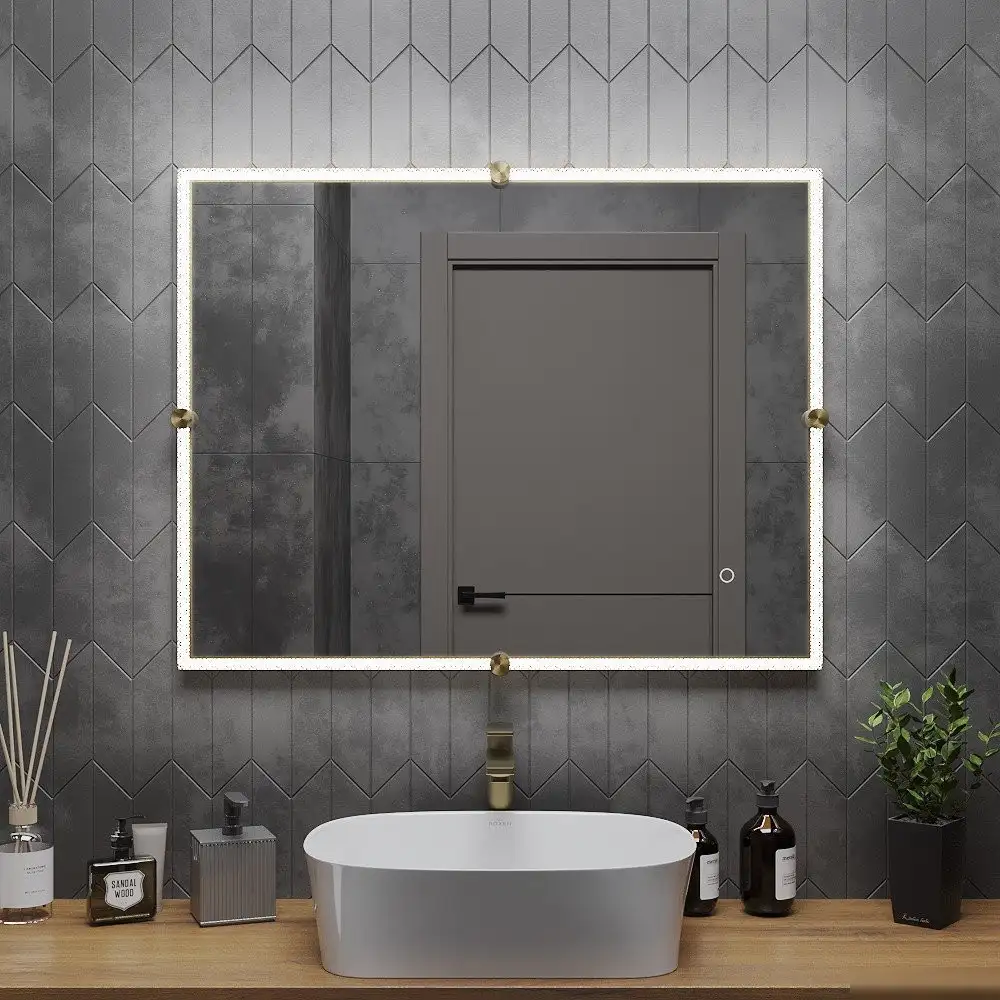 Roxen Зеркало Cler c подсветкой 510010-90 (90x70) в рельефной полимерной раме – фото товара