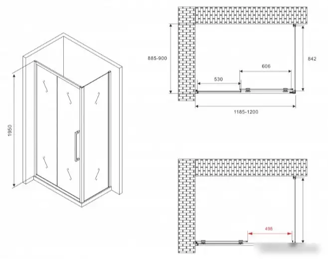 Душевой уголок Abber Schwarzer Diamant AG30120MH-S90M - фото товара