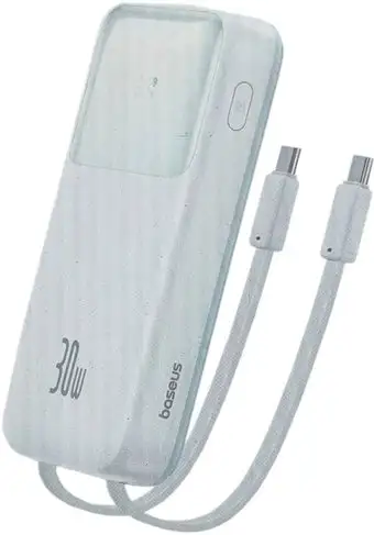 Внешний аккумулятор Baseus Comet Series Dual-Cable Digital Display Fast Charge Power Bank 30W 10000mAh (белый) – изображение в каталоге