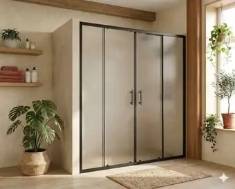 Душевая дверь MaybahGlass 195x200 MGD-1836-6 (сатин стекло/черный) - изображение в каталоге