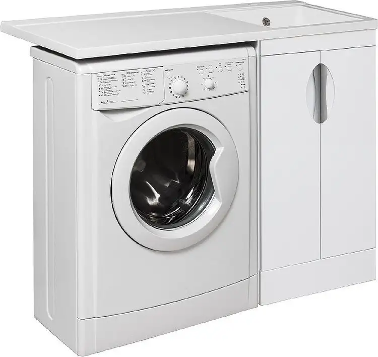 Runo Тумба с умывальником Runo Лира 45 + Гамма 105 лайт с левым крылом (напольная, белый) – фото товара