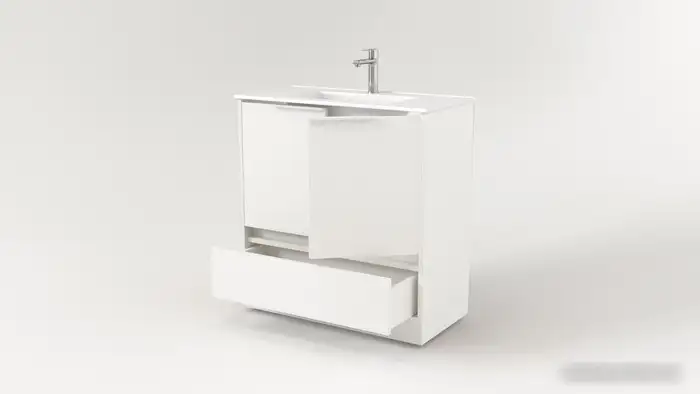 Дабер Тумба под умывальник 017 Тобага/Эридан 80 Т17.8Т.0.5Б (белый древесный/ручка белая) – фото товара