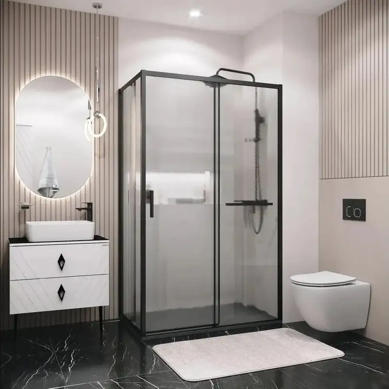 Душевая стенка Grossman Style 90x195 200.K33.05.90.21.02 (черный матовый/стекло шиншилла) - фото товара