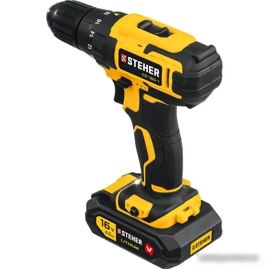 Дрель-шуруповерт Steher CD-160-1 (с 1-им АКБ, кейс) – фото товара