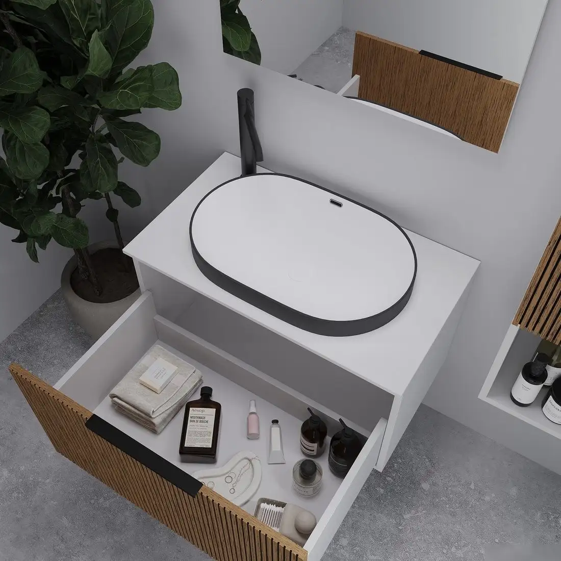 ЗОВ Тумба под умывальник Дублин 80 DU80LWMRM (белый тростник) – фото товара