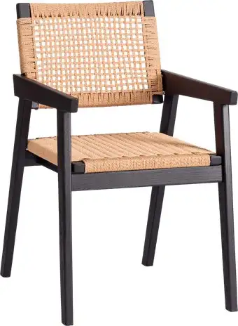 Стул с подлокотниками TetChair Vanheim дерево вяз/бечевка (черный) – изображение в каталоге