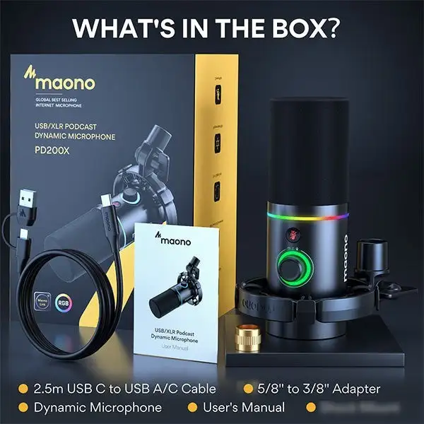 Проводной микрофон Maono PD200X (черный) – фото товара