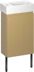 Wellsee Тумба под умывальник 3 в 1 WC Area 221803006 (тумба/матовый бежевый, раковина/глянцевый белый, ножки/матовый черный) – изображение в каталоге