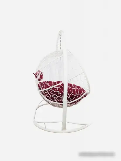 Подвесной диван M-Group Лежебока 11180102 (с белым ротангом/бордовая подушка) – фото товара