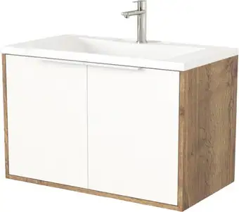 Дабер Тумба под умывальник 018 Andrea Elen 80 Т18.8А.0.21Б (дуб галифакс/белый/ручка белая) – изображение в каталоге