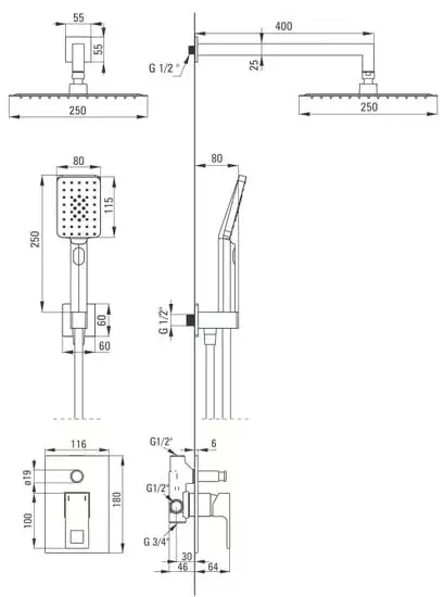 Душевая система Deante Anemon NAC 09MP - фото товара