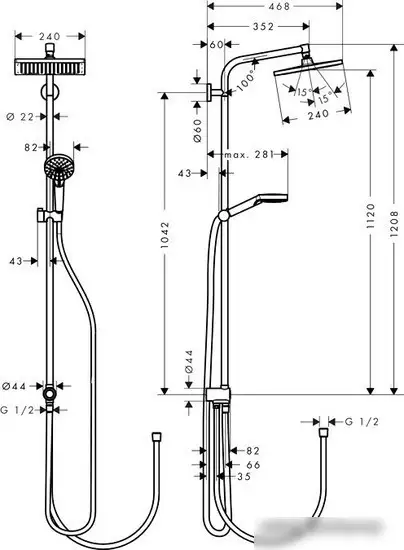 Душевая система Hansgrohe Crometta E240 1jet [27289000] - фото товара