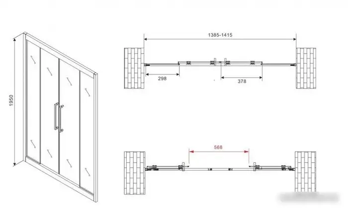 Душевая дверь Abber Schwarzer Diamant AG33140H - фото товара
