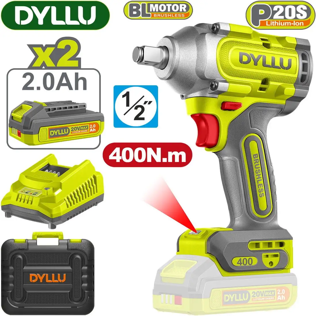 Гайковерт Dyllu DTCD1B40 (с 2-мя АКБ, кейс) – изображение в каталоге
