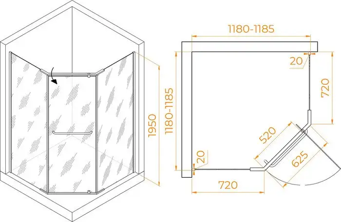 Душевой уголок RGW PA-081 35088122-11 120x120 (хром/прозрачное стекло) - фото товара