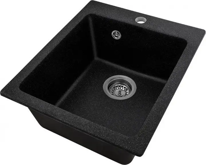 Кухонная мойка Saniteco Silva (черный с сифоном) - фото товара