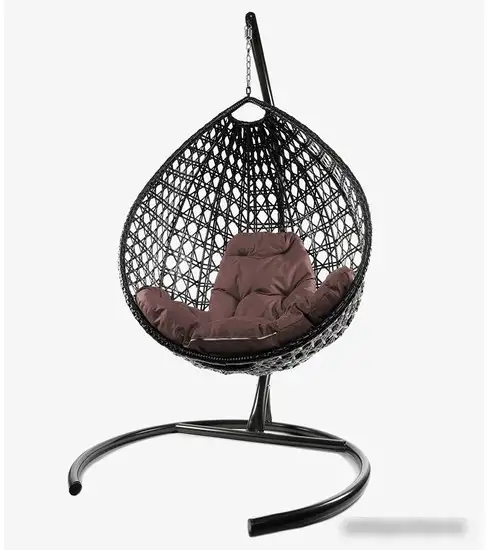 Подвесное кресло M-Group Капля Люкс 11030205 (коричневый ротанг/коричневая подушка) – фото товара