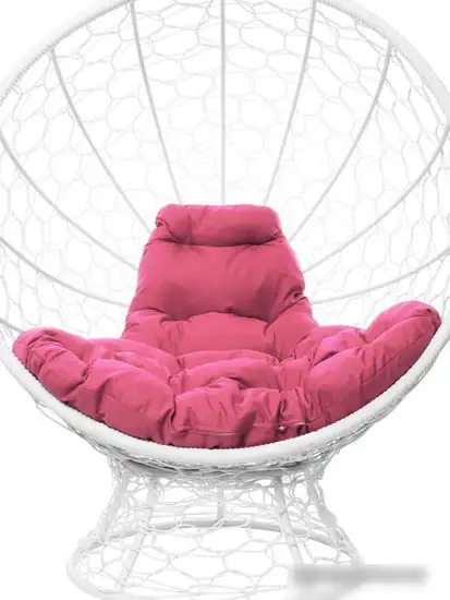 Кресло M-Group Кокос на подставке 11590108 (белый ротанг/розовая подушка) – фото товара