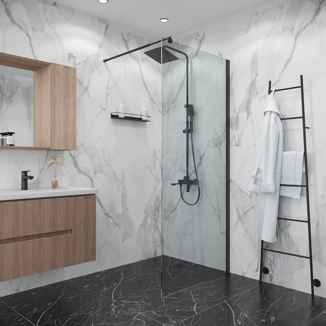 Душевая стенка Niagara 70x190 NG-551-70 (черный/прозрачное стекло) - фото товара