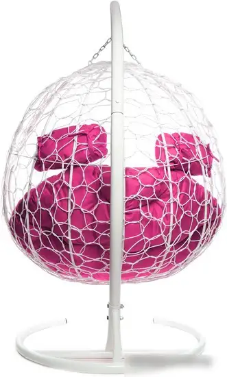 Подвесное кресло M-Group Для двоих 11450108 (белый ротанг/розовая подушка) – фото товара