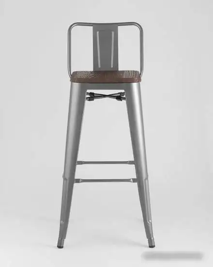 Стул Stool Group Tolix со спинкой YD-H765E-W YG-15 (серебристый матовый/темное дерево) – фото товара