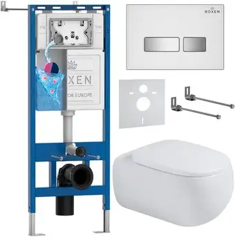 Унитаз подвесной Roxen Titan в комплекте с инсталляцией StounFix Dual Fresh 6 в 1 967209 (кнопка: белая) - изображение в каталоге