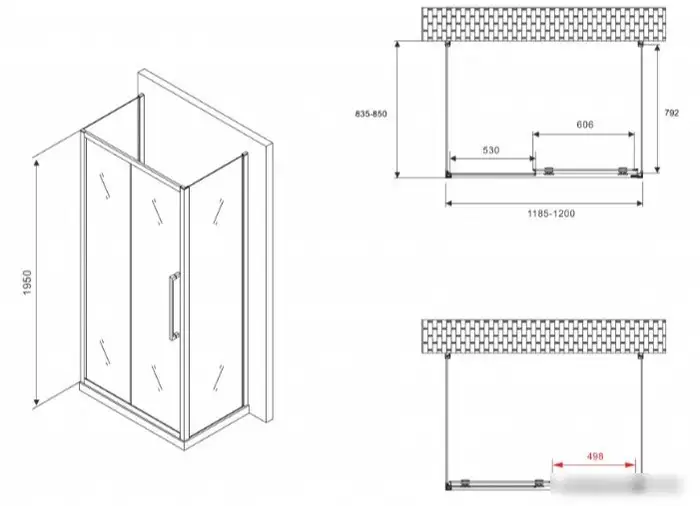 Душевой уголок Abber Schwarzer Diamant AG30120MH-S85M-S85M - фото товара