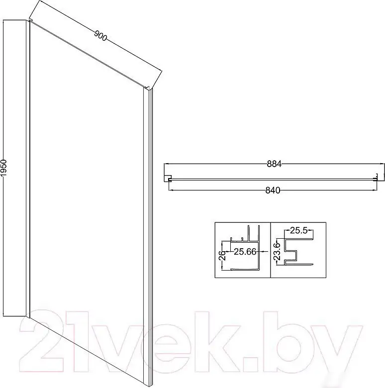 Душевая стенка Niagara Nova NG-A90SG-34 90х195 - фото товара