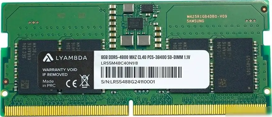 Оперативная память Lyambda 8ГБ DDR5 SODIMM 4800 МГц LRS5M48C40N1/8 – фото товара