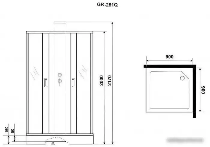 Душевая кабина Grossman GR251Q 90x90 - фото товара