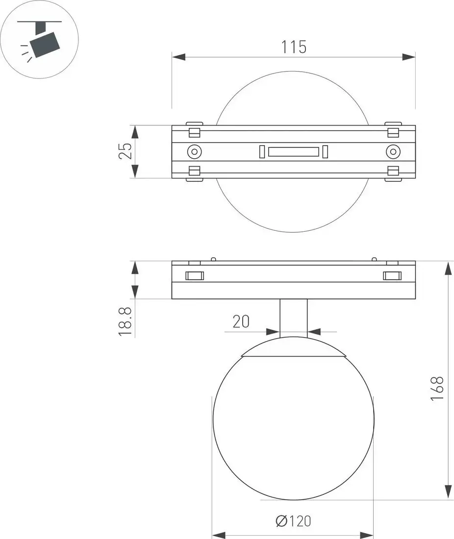 Трековый светильник Arlight MAG-VIBE-SFERO-R120-6W Day4000 BK 235deg 044166 – фото товара