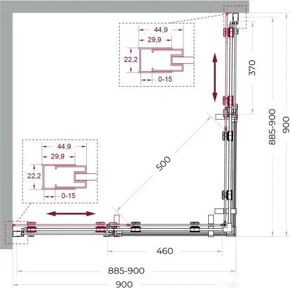 Душевой уголок BelBagno MARINO_2-A-2-90-C-GM - фото товара