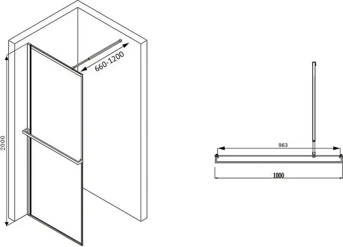 Душевая стенка Abber Immer Offen AG60100B - фото товара