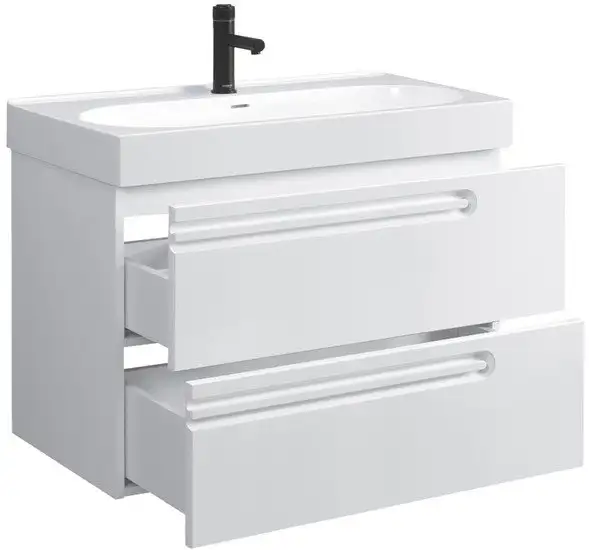 Belux Тумба под умывальник Стокгольм НП 80-02 (1, белый глянцевый) – фото товара