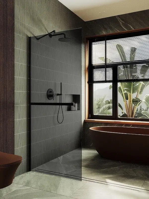 Душевая стенка MaybahGlass 109x195 MGD-711-6ш (графитовое стекло/черный) - фото товара
