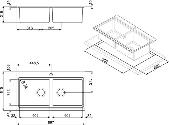 Кухонная мойка Smeg LRX902 - фото товара